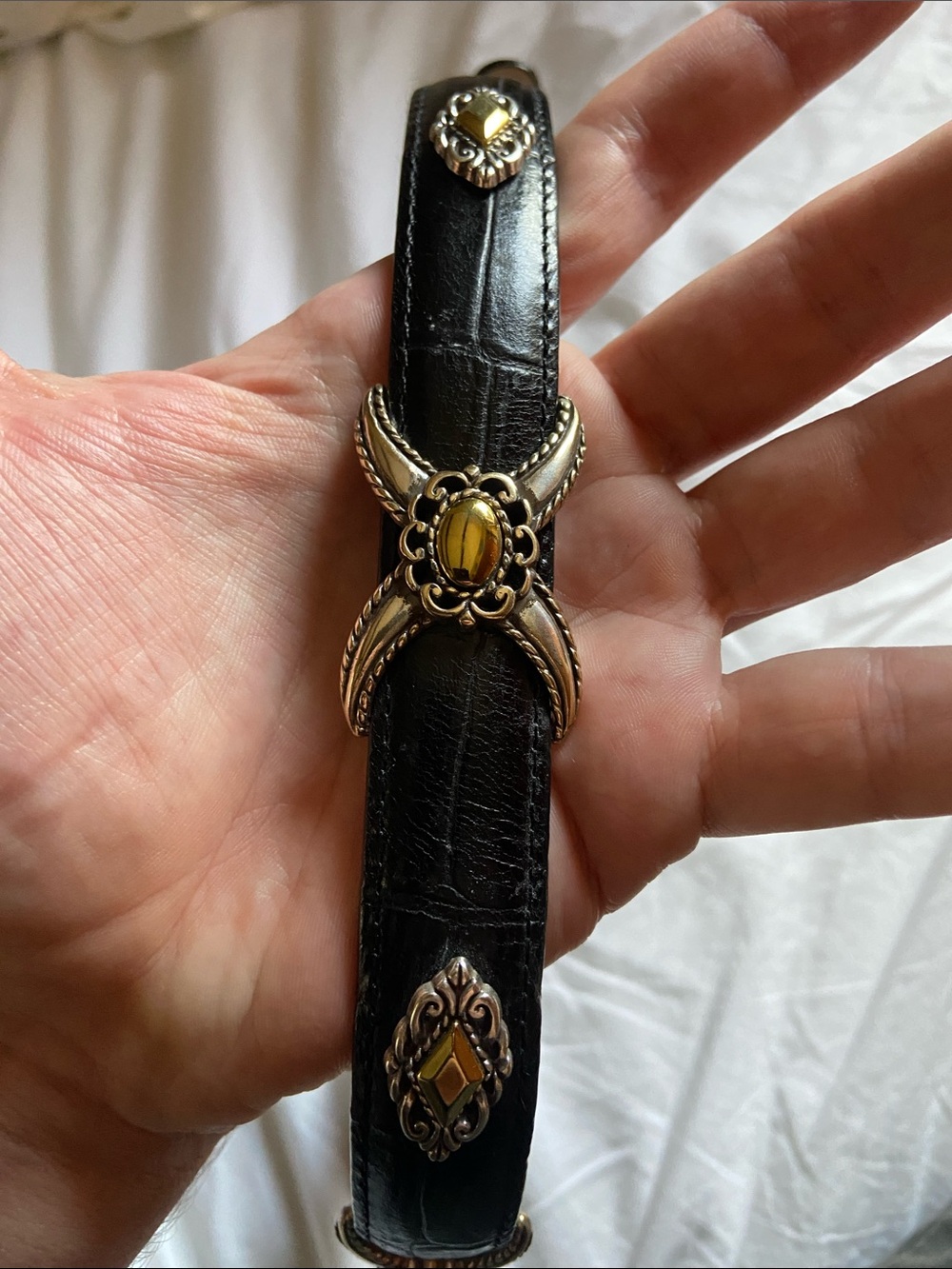 Brighton Black Leather Belt with Gold-Tone Western Buckle - Picture 6 of 6
